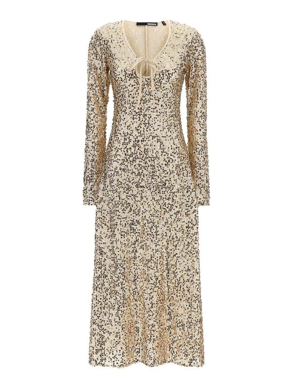 Rotate Birger Christensen Robe Au Genou - Or