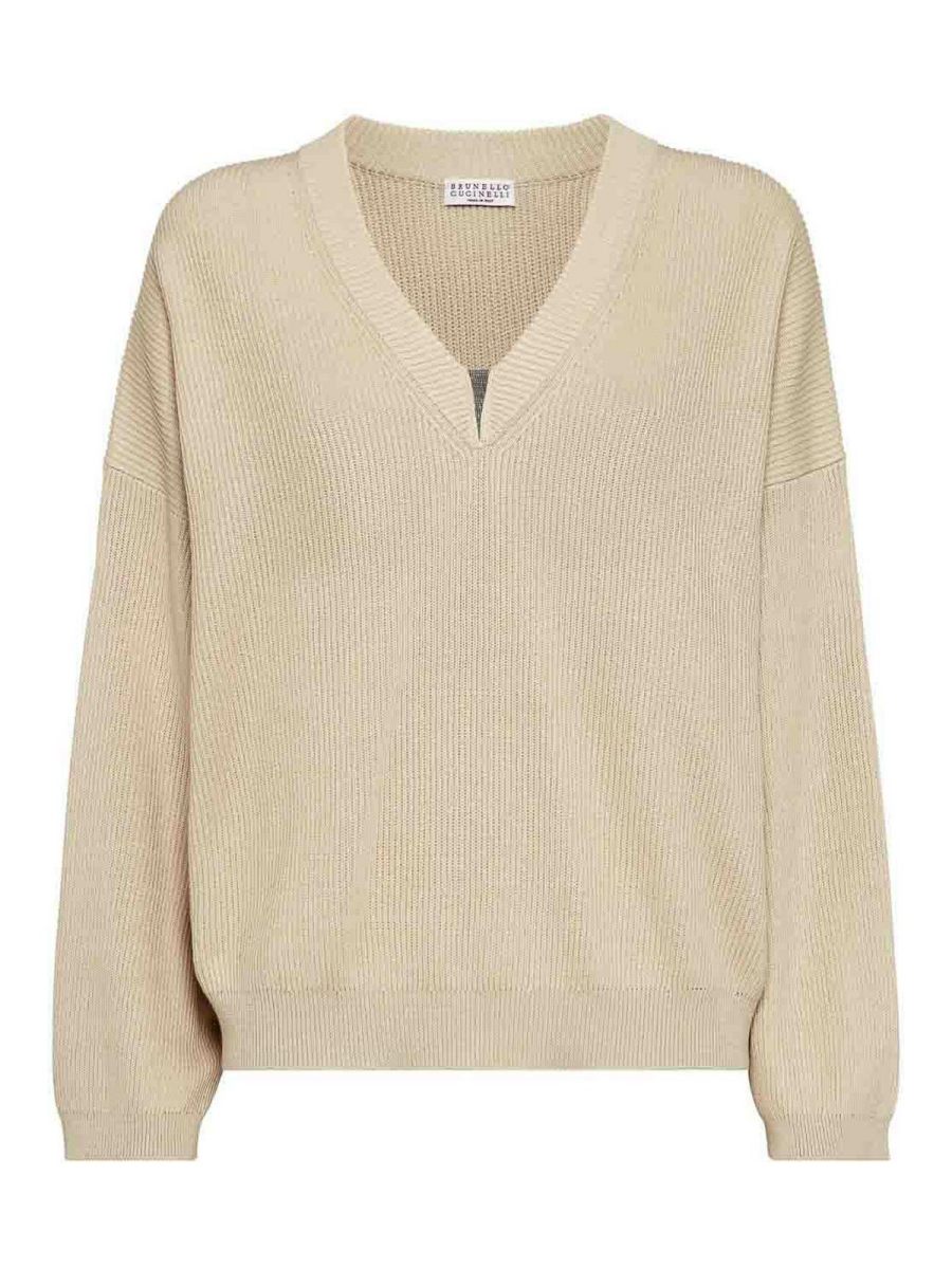 Brunello Cucinelli Pull Col Bateau - Beige