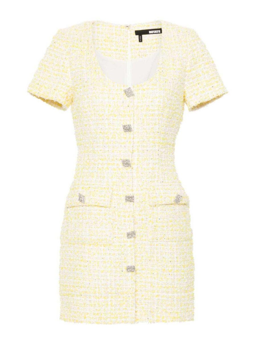 Rotate Birger Christensen Robe Au Genou - Jaune