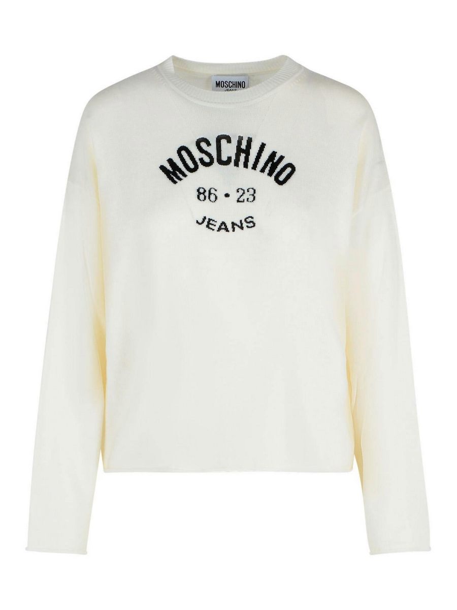 Moschino Jeans Pull Col Rond - Blanc