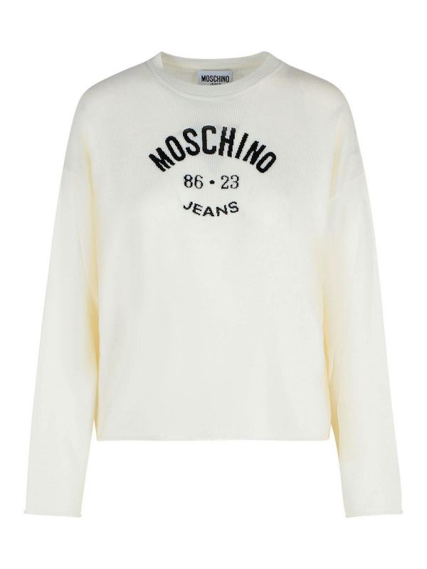 Moschino Jeans Pull Col Rond - Blanc