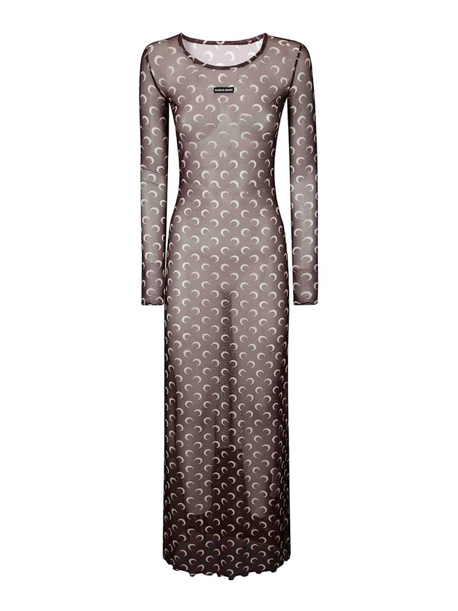 Marine Serre Maxi Robe - Marron