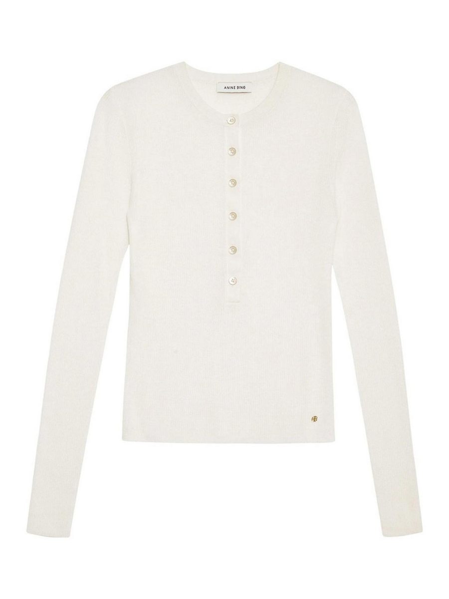 Anine Bing Pull Col Rond - Blanc