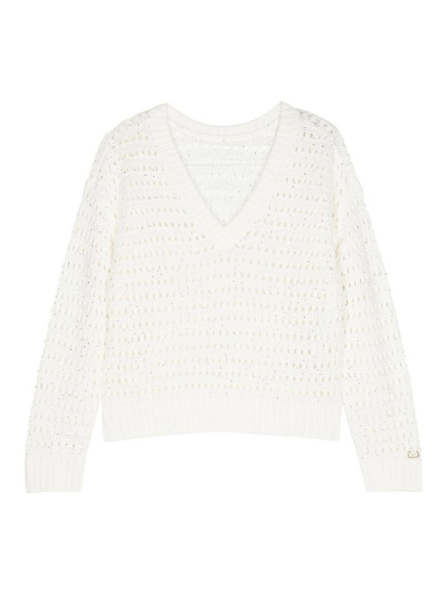Twinset Pull Col Rond - Blanc