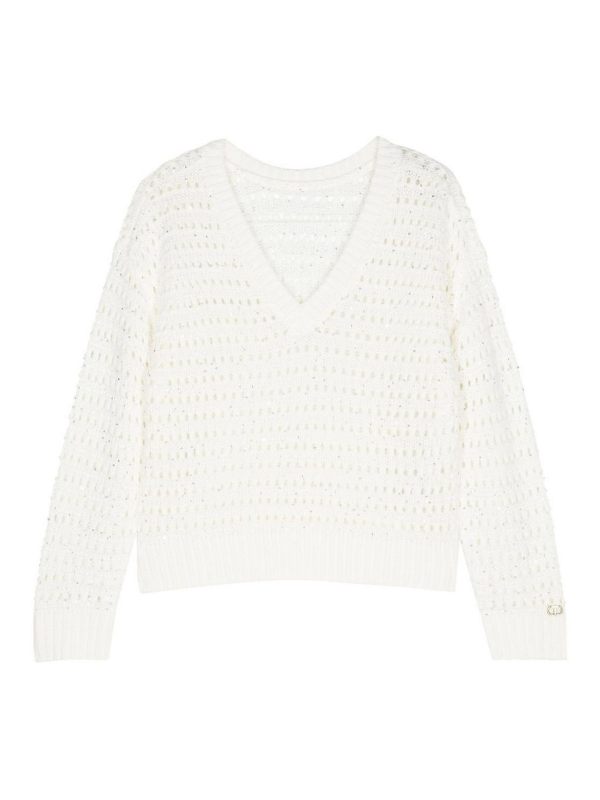 Twinset Pull Col Rond - Blanc