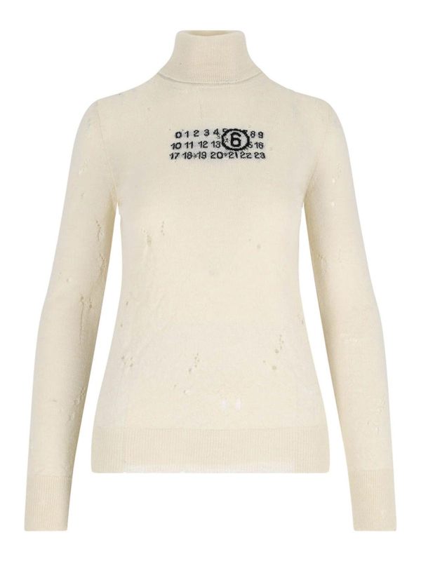 MM6 Maison Margiela Pull Col Bateau - Blanc