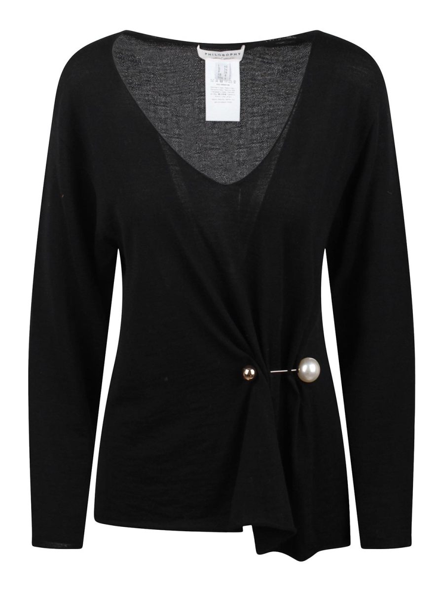 Philosophy di Lorenzo Serafini Pull Col Bateau - Noir