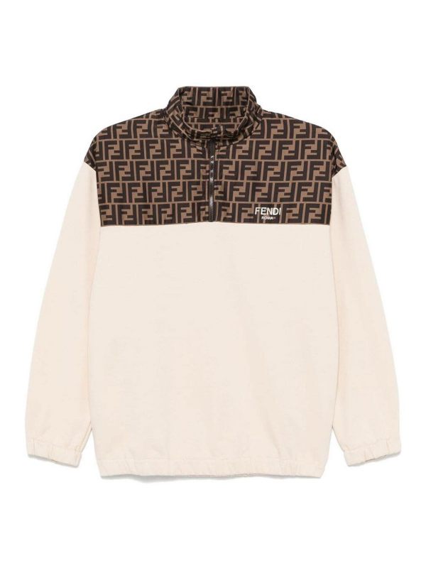 Fendi Jr Pull Col Rond - Beige