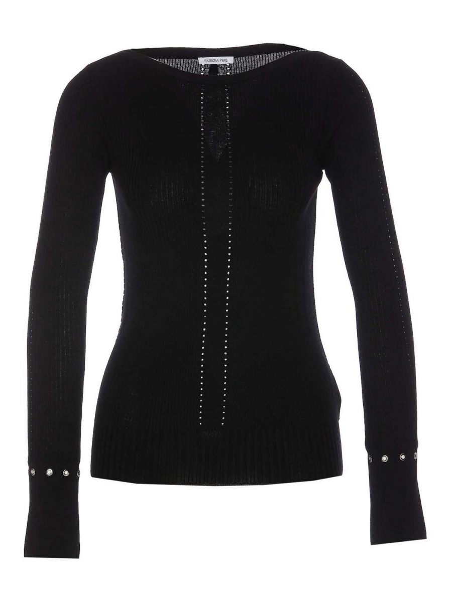 Patrizia Pepe Pull Col Rond - Noir