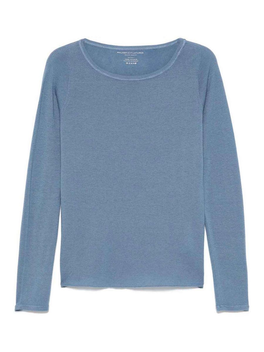 Majestic Filatures Pull Col Rond - Bleu Clair