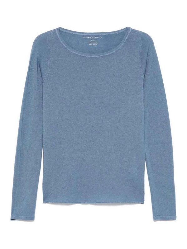 Majestic Filatures Pull Col Rond - Bleu Clair