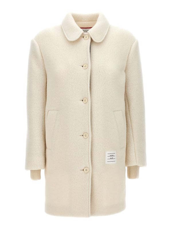 Thom Browne Manteau Au Genou - Blanc