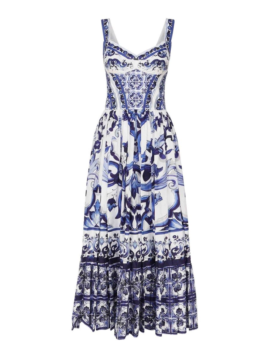 Dolce & Gabbana Robe Au Genou - Bleu