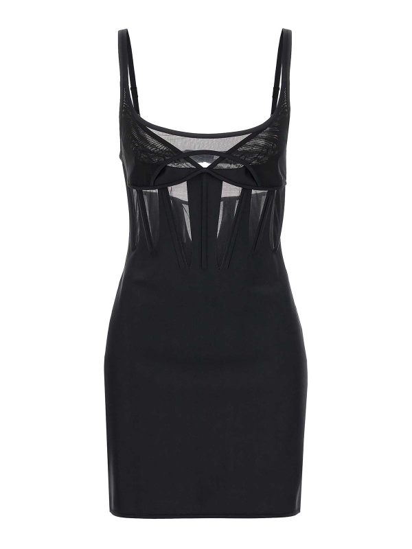 Mugler Robe Au Genou - Noir