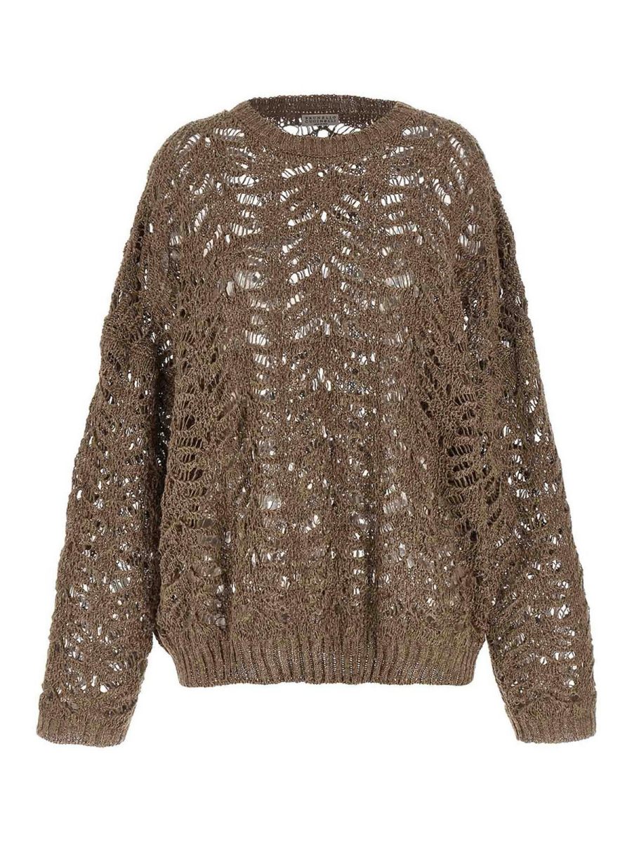 Brunello Cucinelli Pull Col Rond - Marron