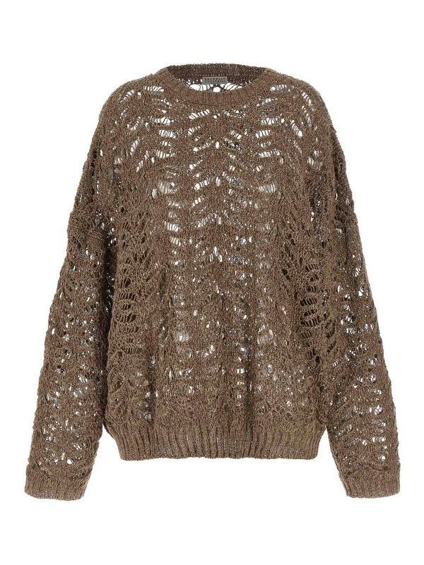 Brunello Cucinelli Pull Col Rond - Marron