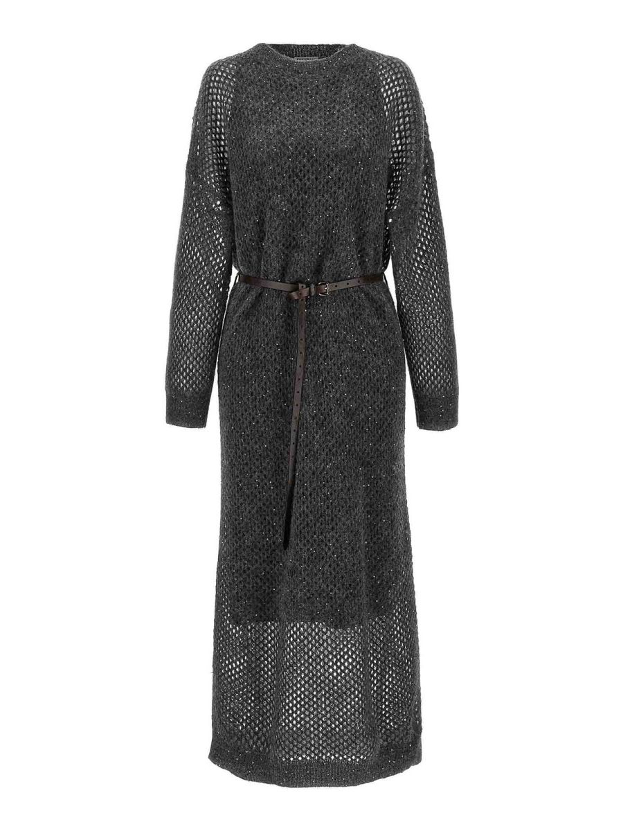 Brunello Cucinelli Robe Au Genou - Gris