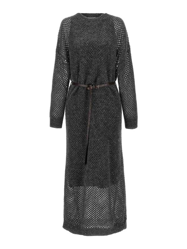 Brunello Cucinelli Robe Au Genou - Gris
