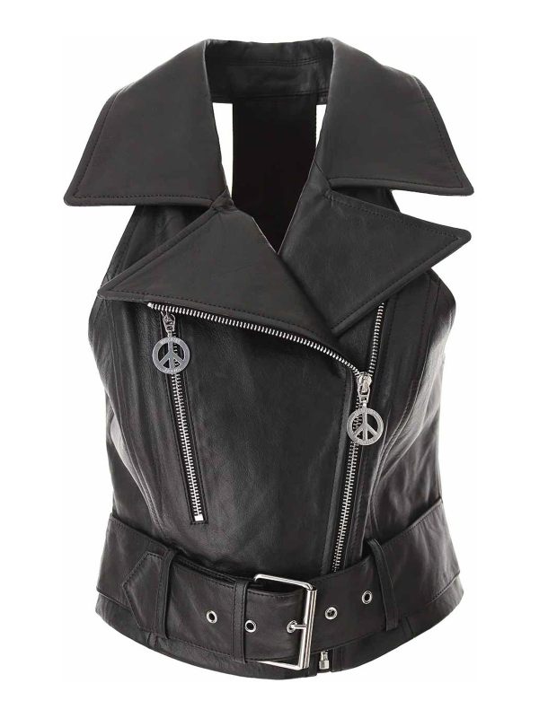 Moschino Jeans Blouson En Cuir - Noir