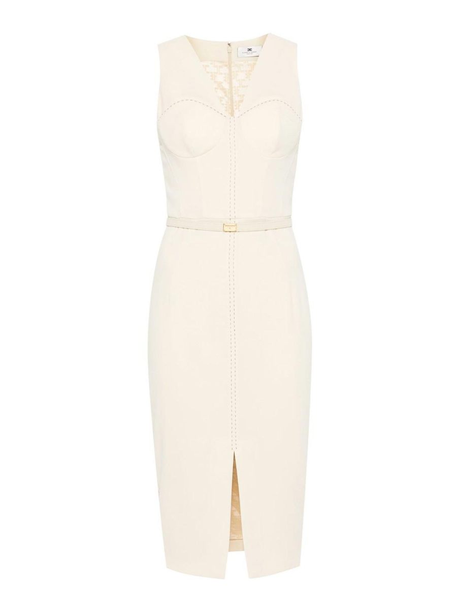Elisabetta Franchi Robe Au Genou - Blanc