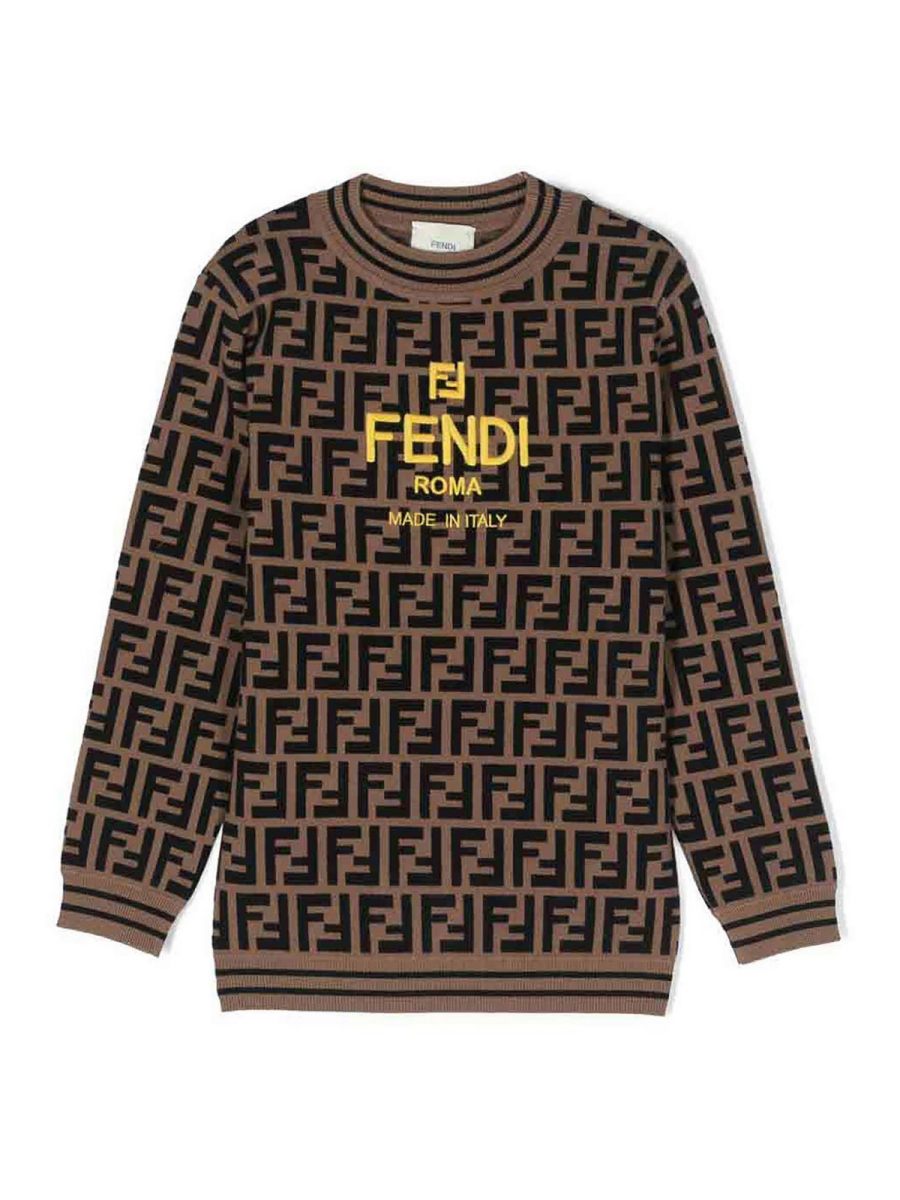 Fendi Jr Pull Col Rond - Marron
