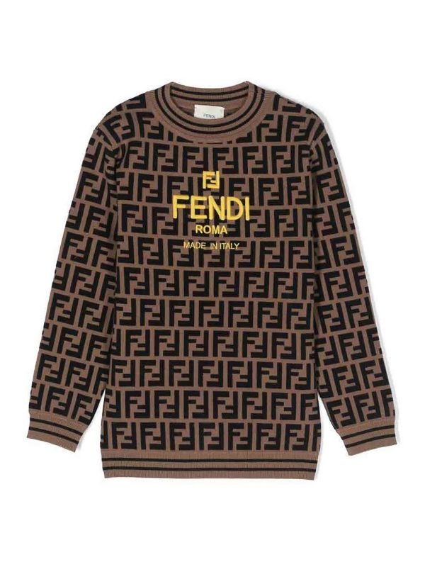 Fendi Jr Pull Col Rond - Marron