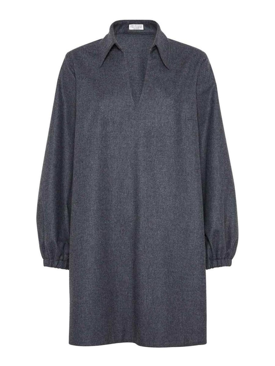 Brunello Cucinelli Robe Au Genou - Gris Foncé