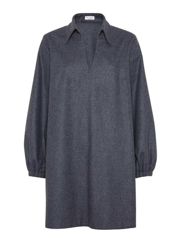 Brunello Cucinelli Robe Au Genou - Gris Foncé