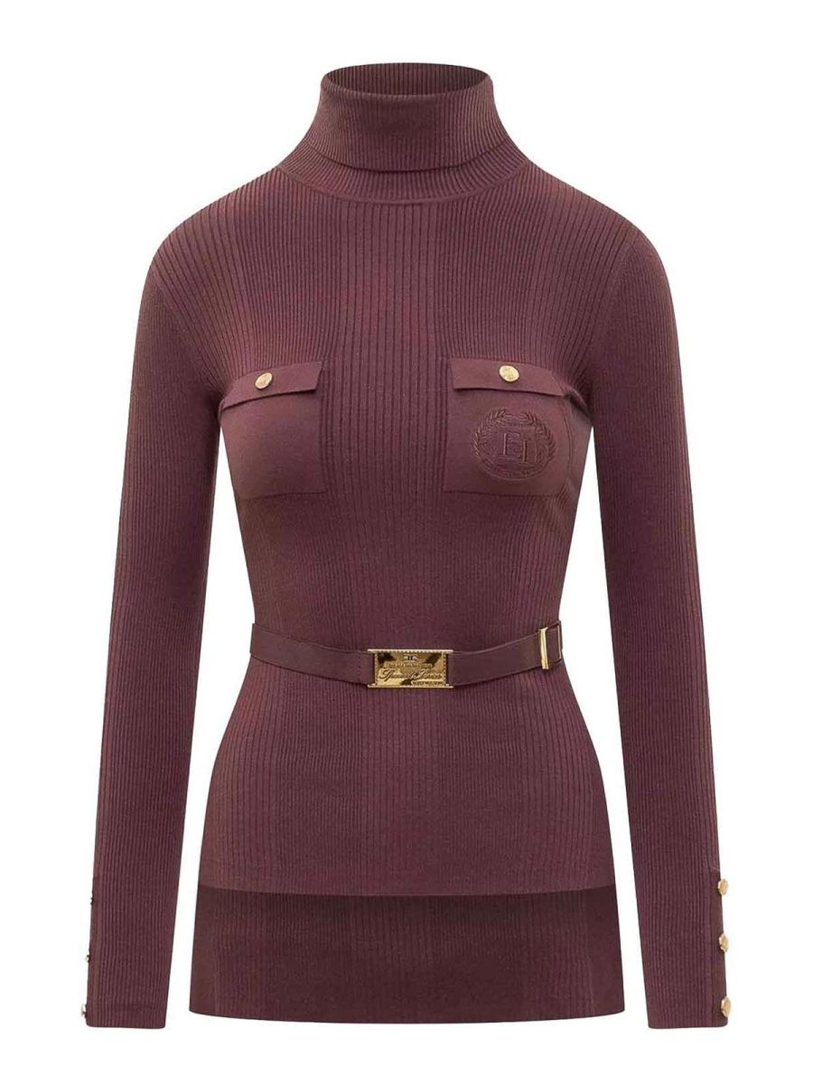 Elisabetta Franchi Pull Col Rond - Rouge