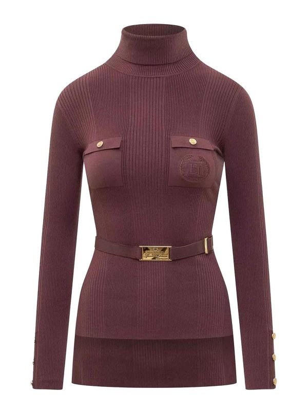 Elisabetta Franchi Pull Col Rond - Rouge