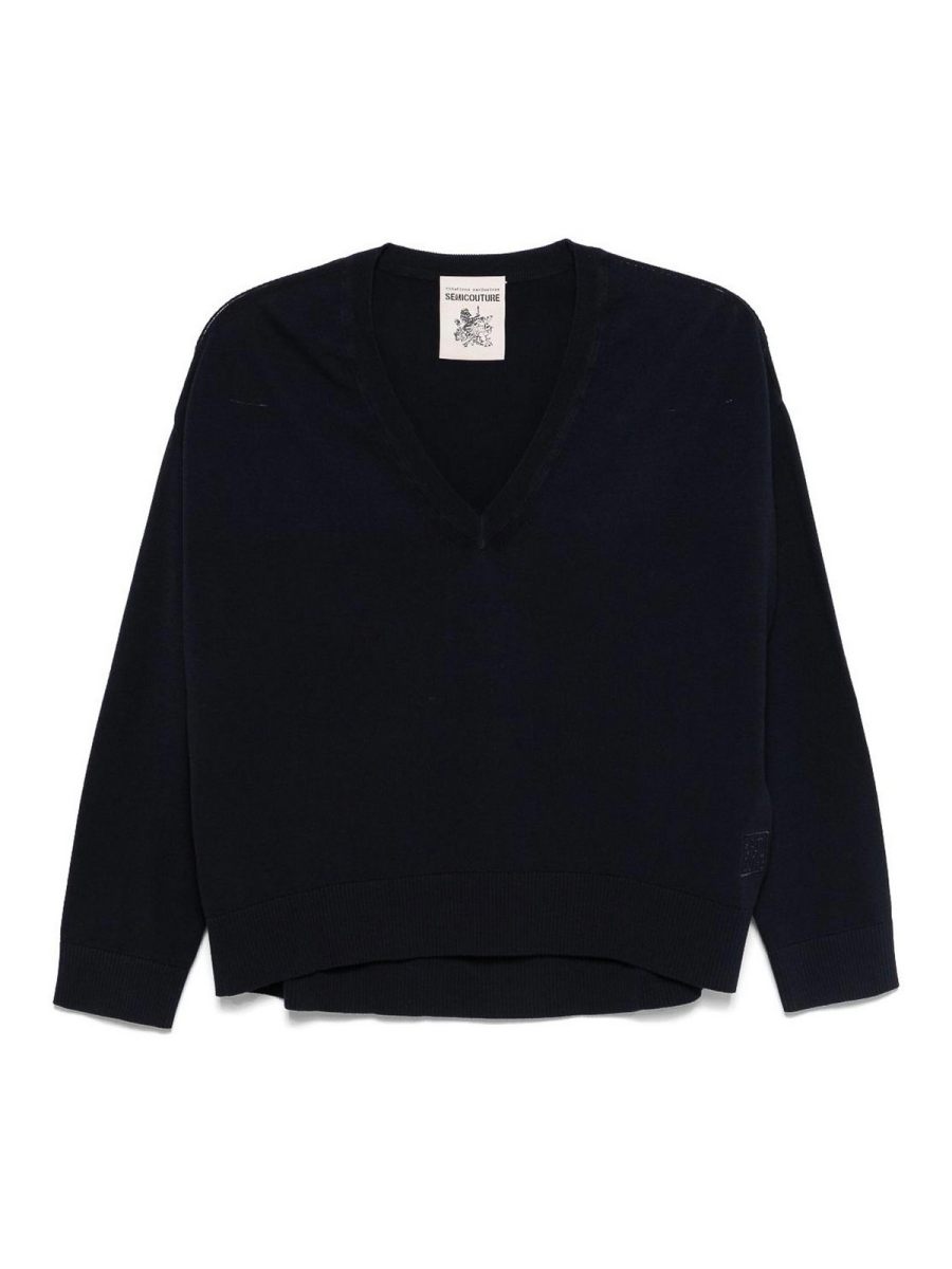 Semicouture Pull À Col V - Bleu