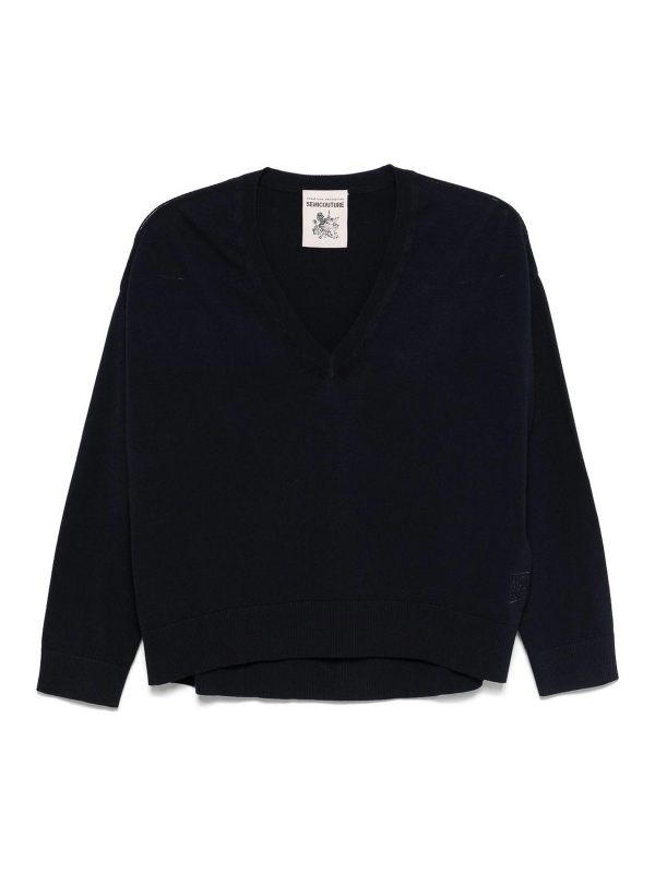 Semicouture Pull À Col V - Bleu