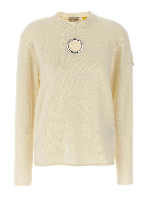 Moncler Pull Col Rond - Blanc
