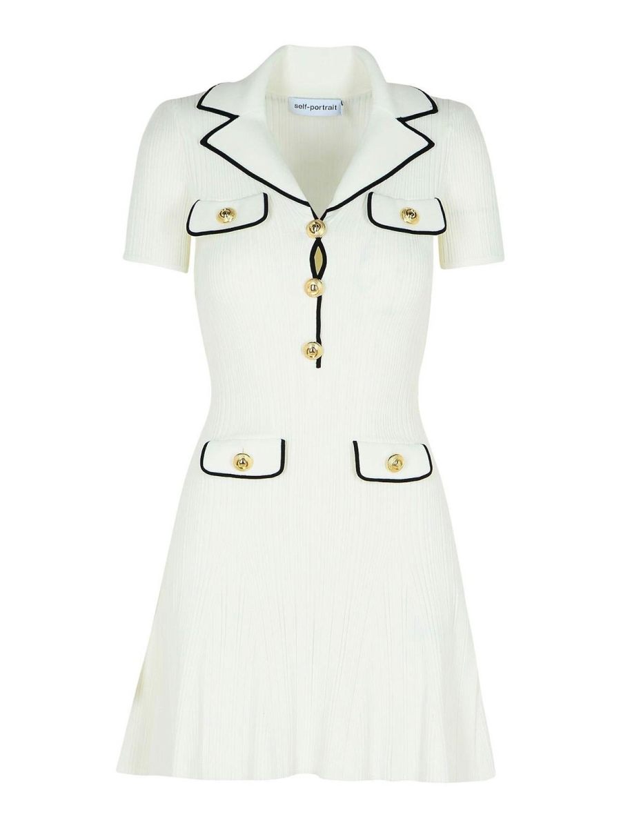 Self Portrait Robe Au Genou - Blanc