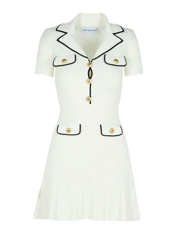 Self Portrait Robe Au Genou - Blanc