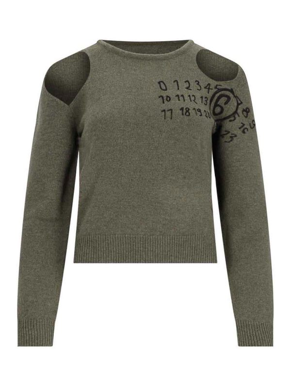 MM6 Maison Margiela Pull Col Bateau - Vert