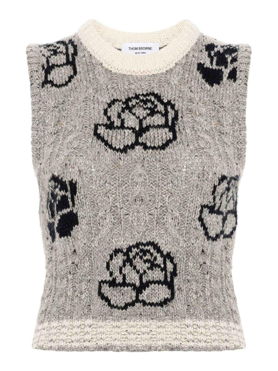 Thom Browne Pull Col Rond - Gris