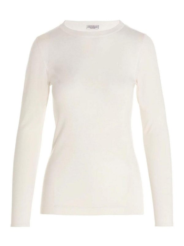 Brunello Cucinelli Pull Col Rond - Blanc