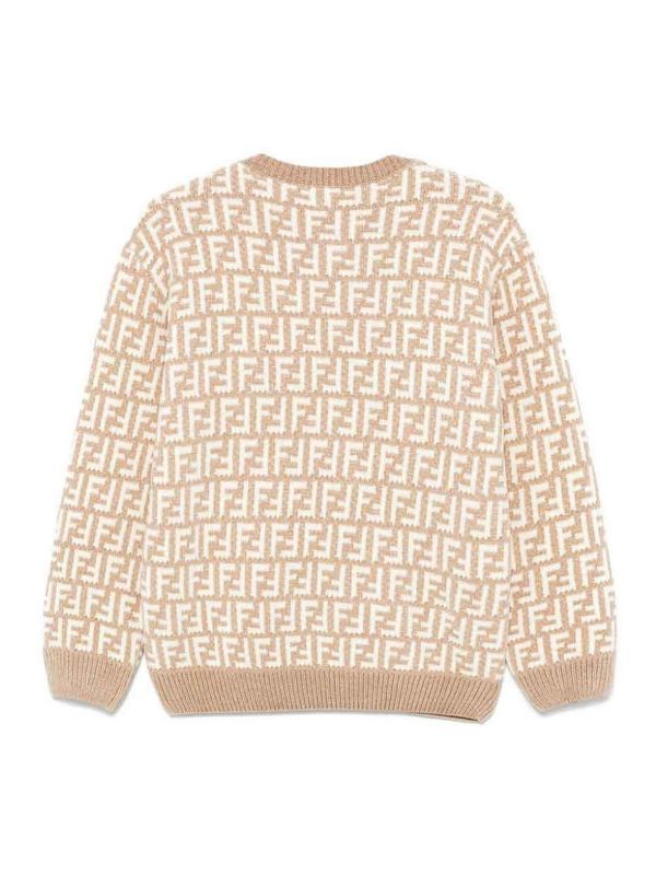 Fendi Jr Pull Col Rond - Beige