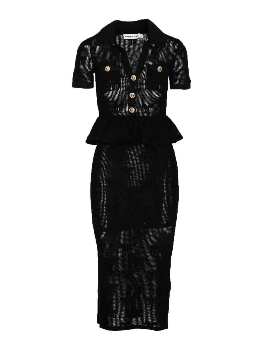 Self Portrait Robe Au Genou - Noir