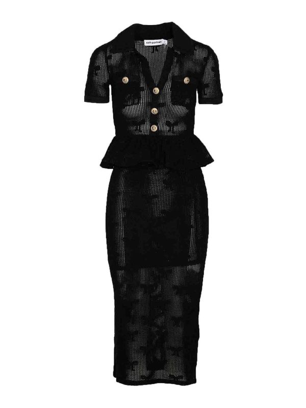 Self Portrait Robe Au Genou - Noir