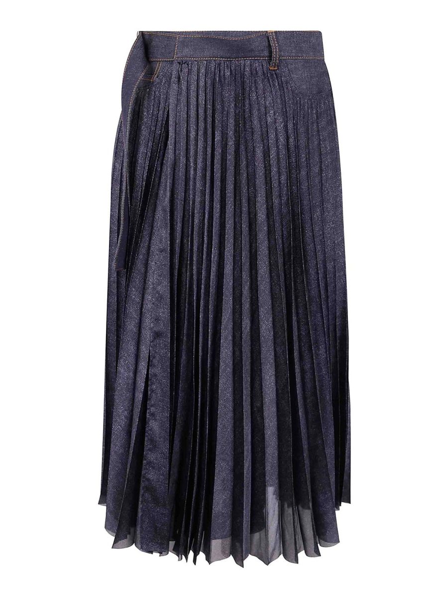 Sacai Jupe Midi - Bleu