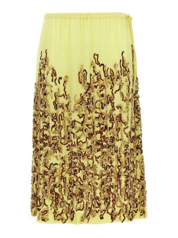 Dries Van Noten Jupe Midi - Jaune