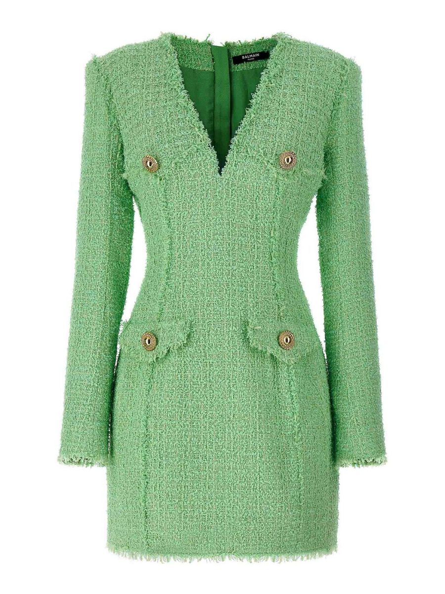 Balmain Robe Au Genou - Vert