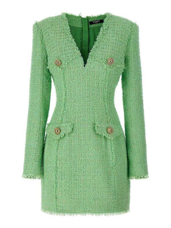 Balmain Robe Au Genou - Vert