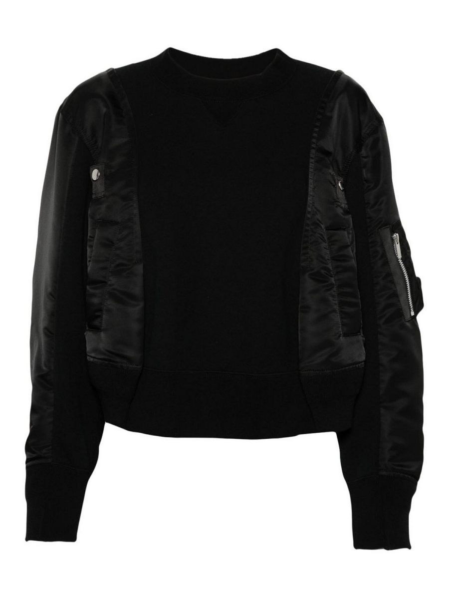 Sacai Pull Col Rond - Noir