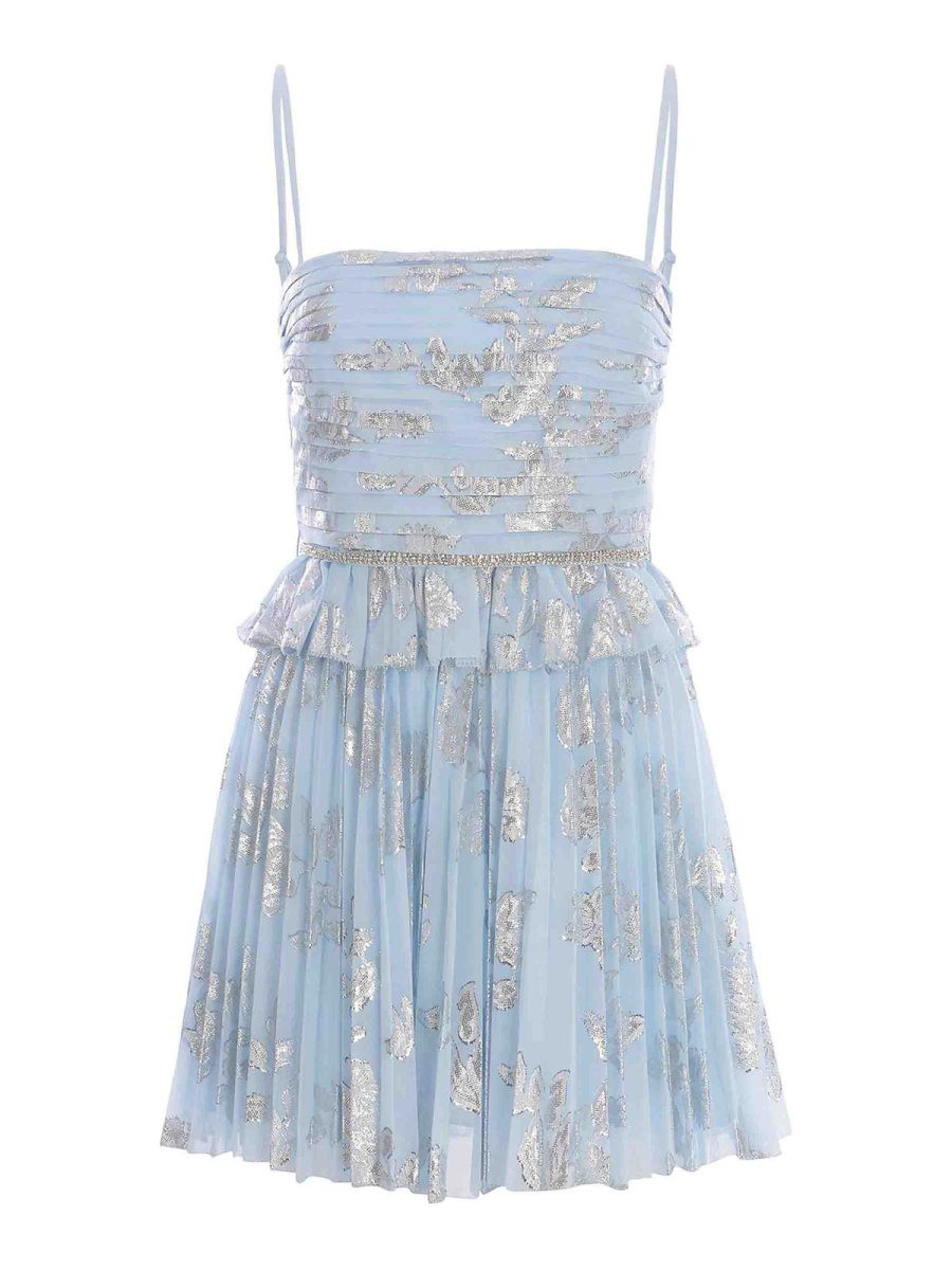 Self Portrait Robe Courte - Bleu Clair