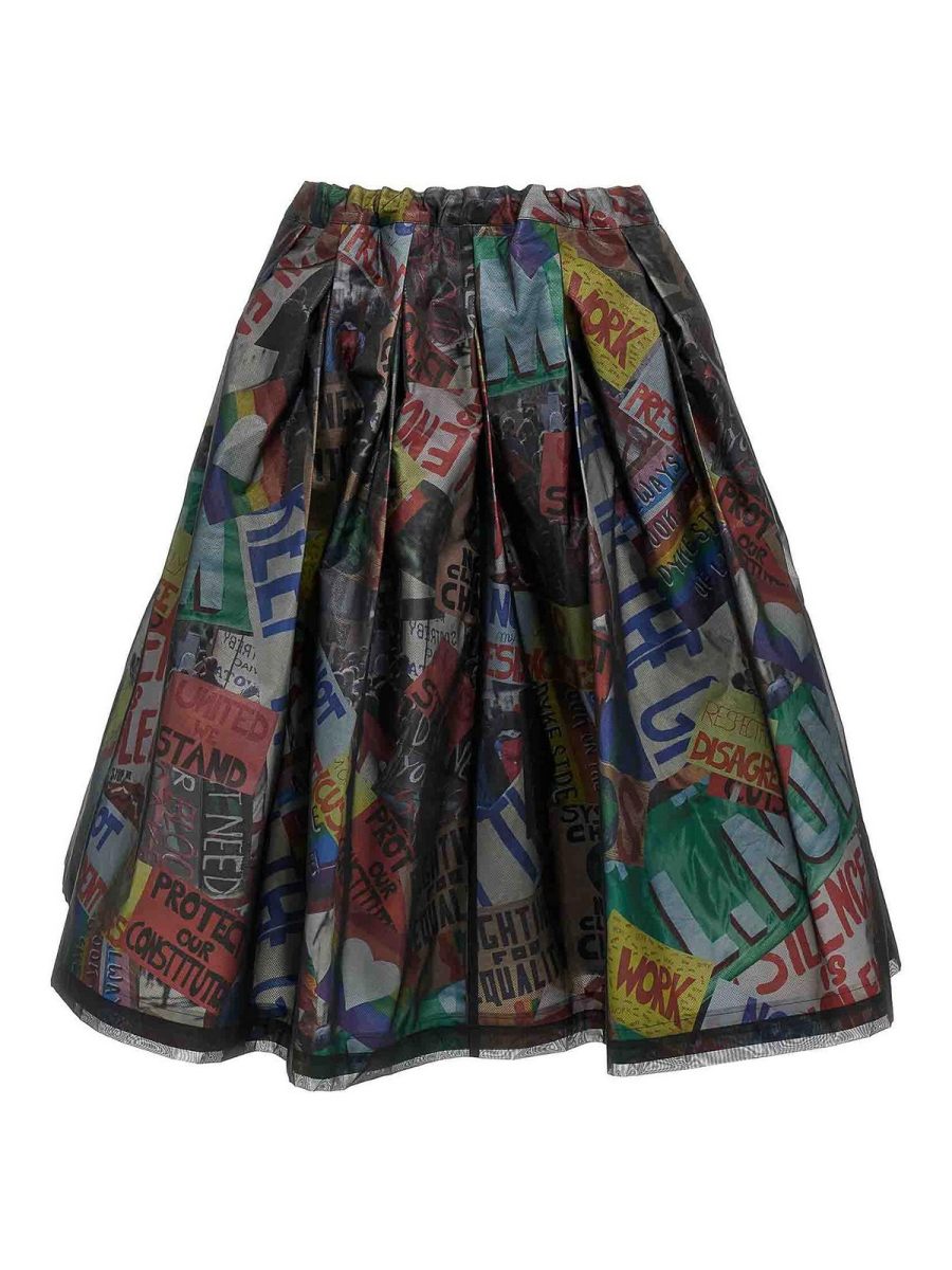 Comme Des Garcons Jupe Midi - Multicolore