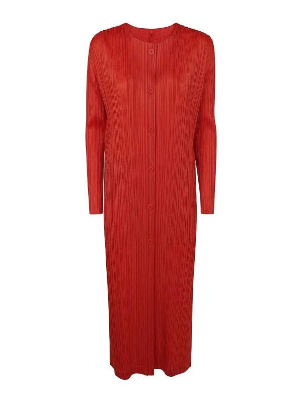 Pleats Please Issey Miyake Manteau Court - Rouge