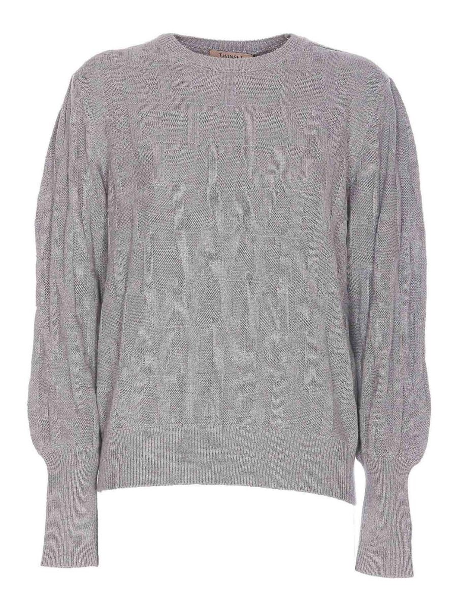 Twinset Pull Col Rond - Gris